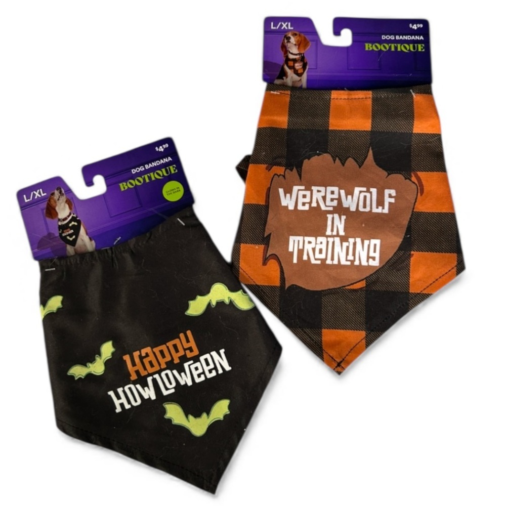 2 Halloween gothic dog bandanas L/XL NEW